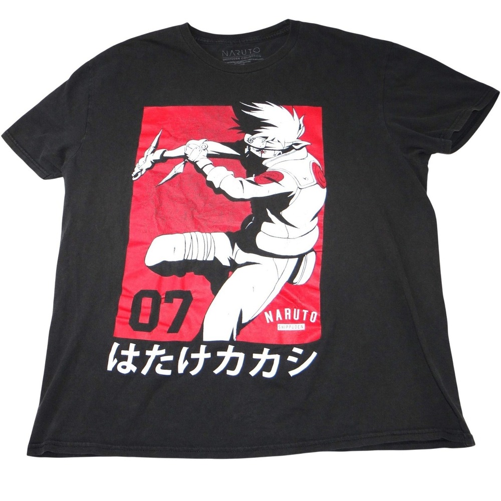 Naruto Shippuden Kakashi 07 Graphic T Shirt Black Size L Anime Manga
